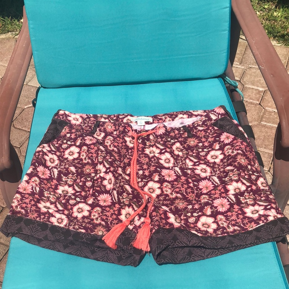 Beautiful trendy Sundance shorts with orange tie.